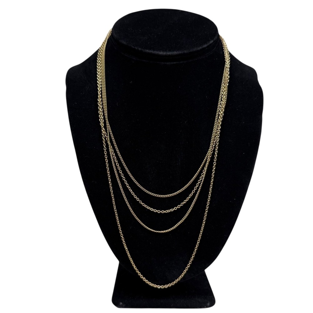 Artistry Ltd Layered Gold Tone Statement Chain Necklace Multi Strand 10.5 in L